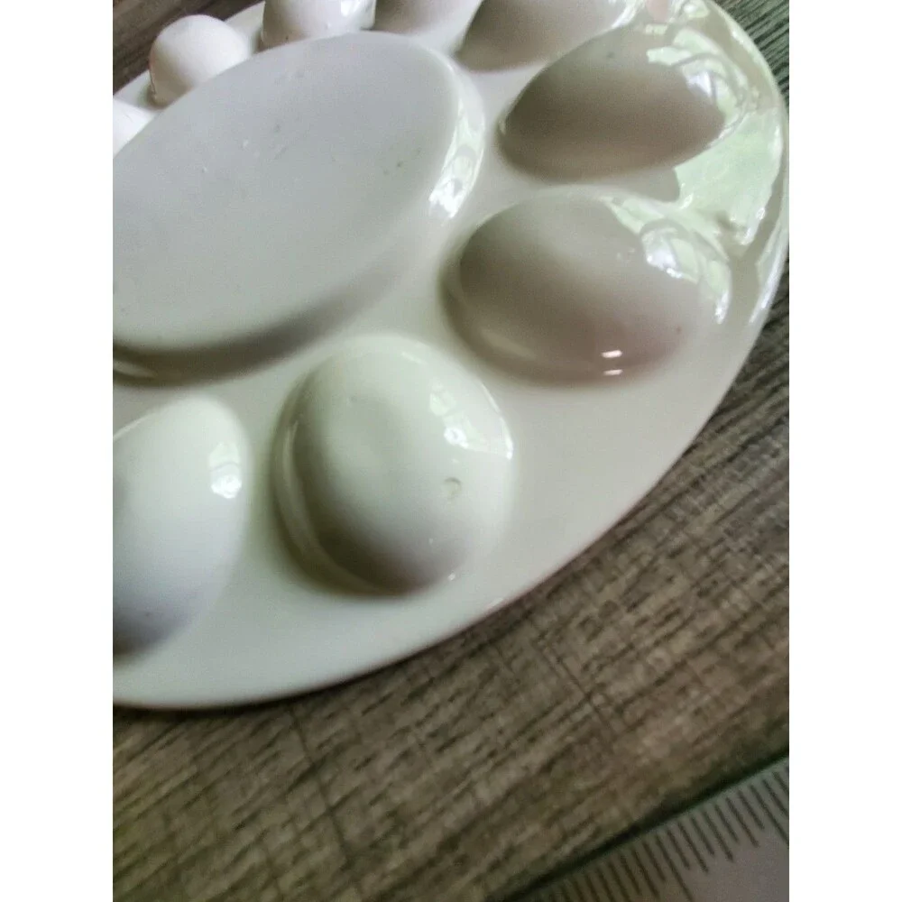 Mid Century Ceramic Rooster Deviled Egg Platter 12 Slot Wall Hanging As-Is